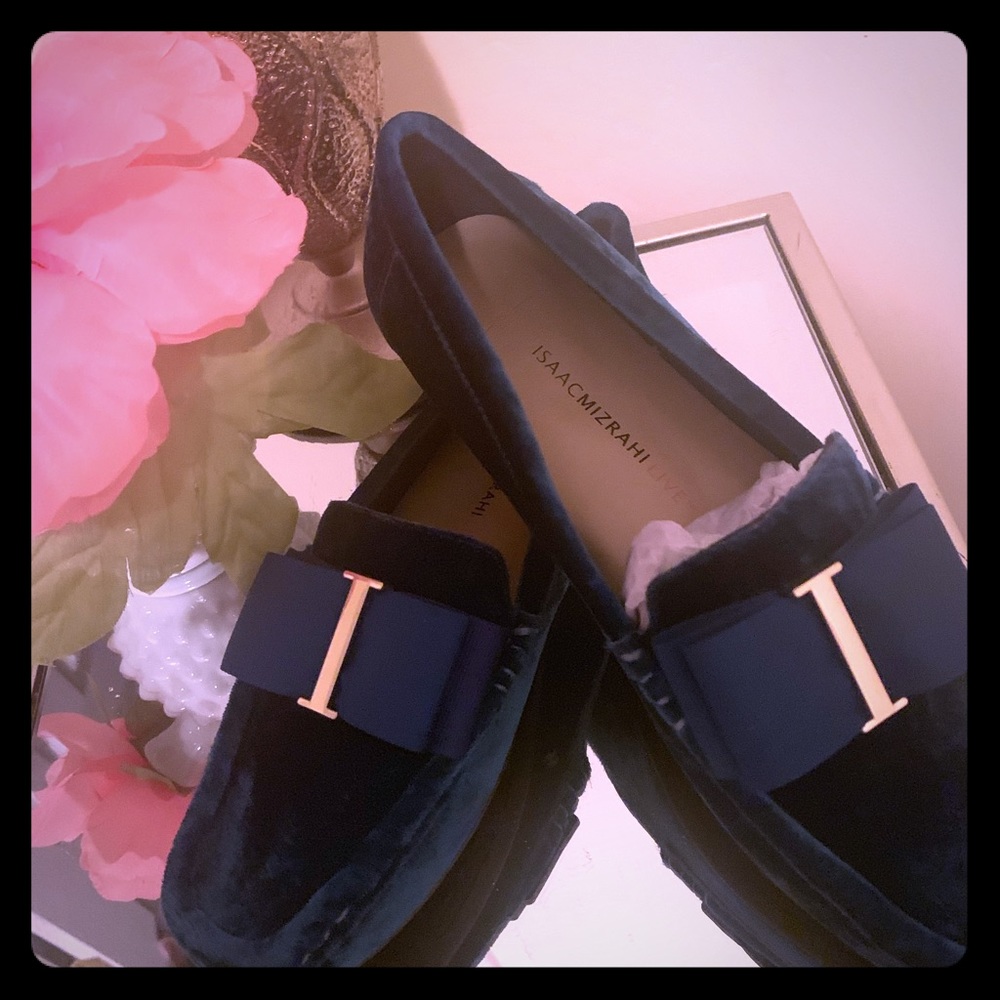Isaac Mizrahi Velvet Teal Moccasin.